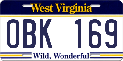 WV license plate OBK169