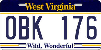 WV license plate OBK176