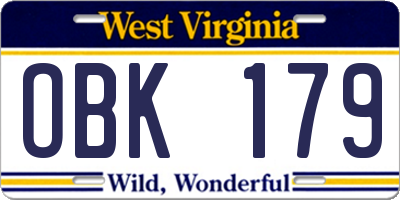 WV license plate OBK179