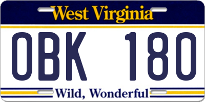 WV license plate OBK180