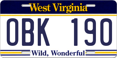 WV license plate OBK190