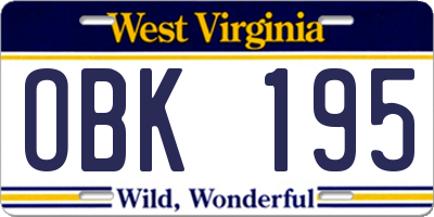 WV license plate OBK195