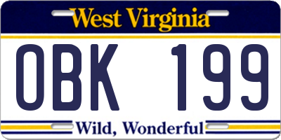 WV license plate OBK199