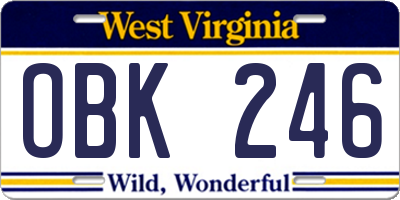 WV license plate OBK246