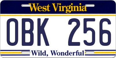 WV license plate OBK256