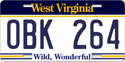 WV license plate OBK264