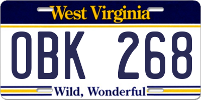 WV license plate OBK268