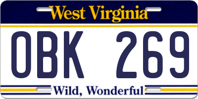 WV license plate OBK269