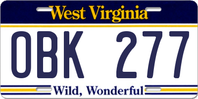 WV license plate OBK277