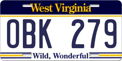 WV license plate OBK279