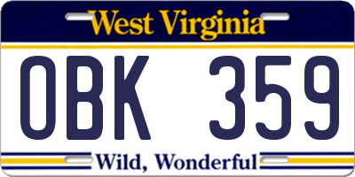 WV license plate OBK359