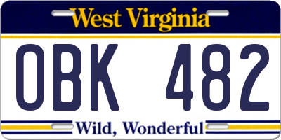WV license plate OBK482