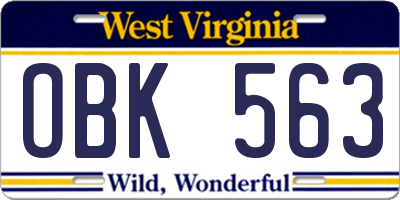 WV license plate OBK563