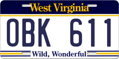 WV license plate OBK611