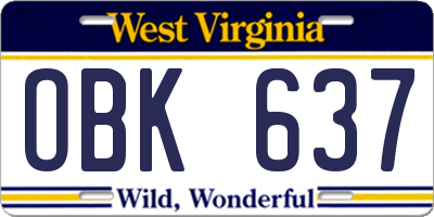WV license plate OBK637