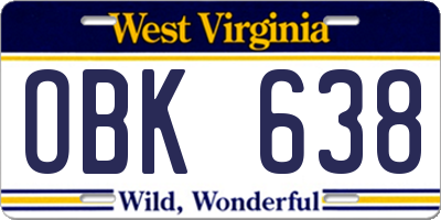 WV license plate OBK638