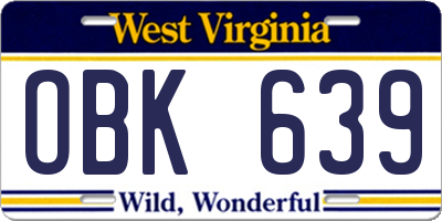 WV license plate OBK639