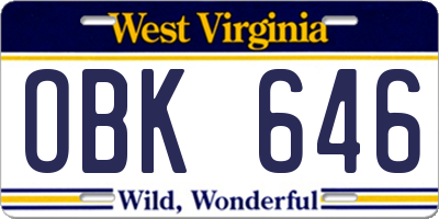 WV license plate OBK646