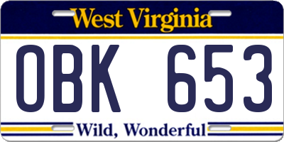 WV license plate OBK653