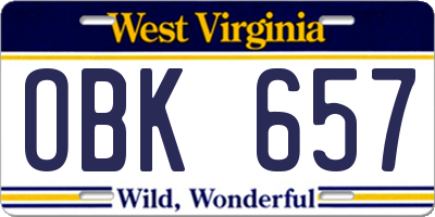 WV license plate OBK657