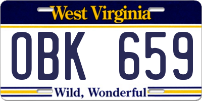 WV license plate OBK659