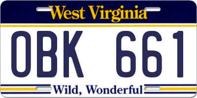 WV license plate OBK661