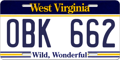 WV license plate OBK662