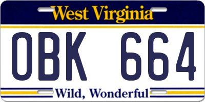 WV license plate OBK664