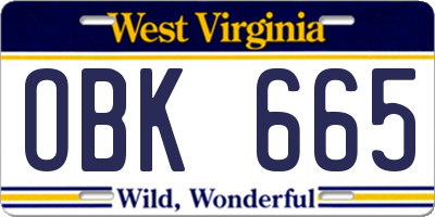 WV license plate OBK665