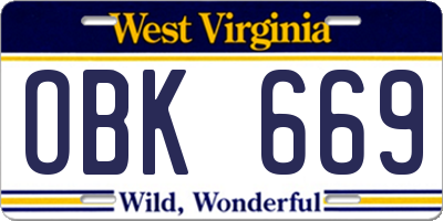 WV license plate OBK669