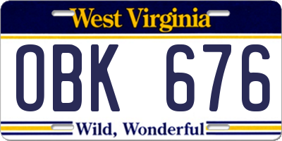 WV license plate OBK676