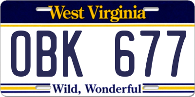 WV license plate OBK677