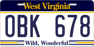 WV license plate OBK678
