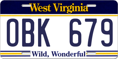 WV license plate OBK679