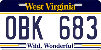 WV license plate OBK683