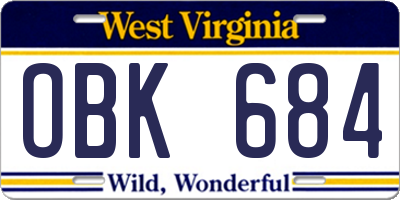 WV license plate OBK684