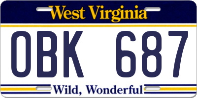 WV license plate OBK687