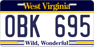 WV license plate OBK695