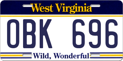 WV license plate OBK696