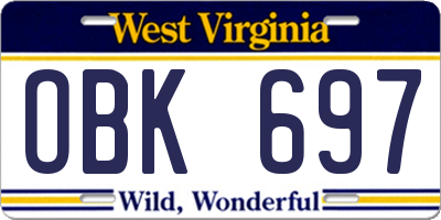 WV license plate OBK697