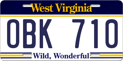 WV license plate OBK710