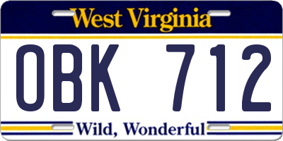 WV license plate OBK712