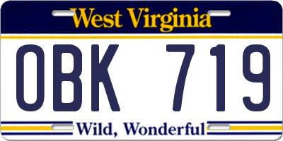 WV license plate OBK719