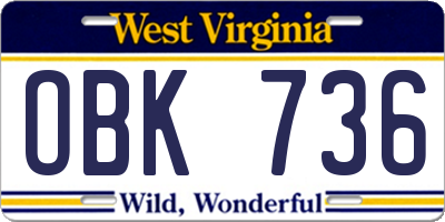 WV license plate OBK736