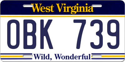 WV license plate OBK739