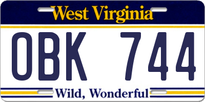 WV license plate OBK744