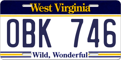 WV license plate OBK746
