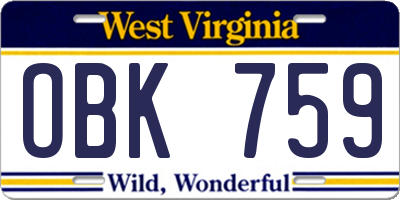 WV license plate OBK759