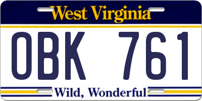 WV license plate OBK761