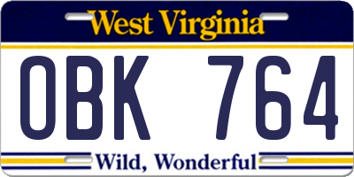 WV license plate OBK764